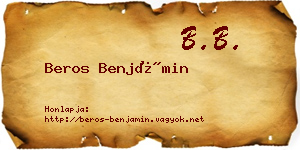 Beros Benjámin névjegykártya